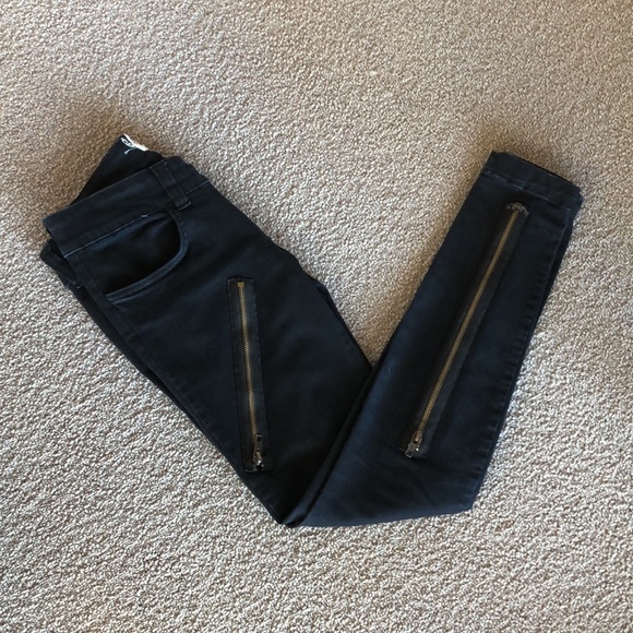 New rare Current / Elliott Super Zip skinny edgy punk zipper moto ankle pants